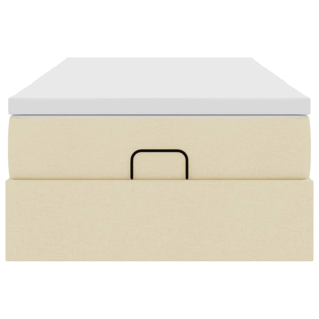 vidaXL Οθωμανικό κρεβάτι με στρώμα Cream 90x190cm ύφασμα