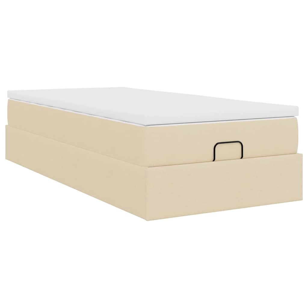 vidaXL Οθωμανικό κρεβάτι με στρώμα Cream 90x190cm ύφασμα