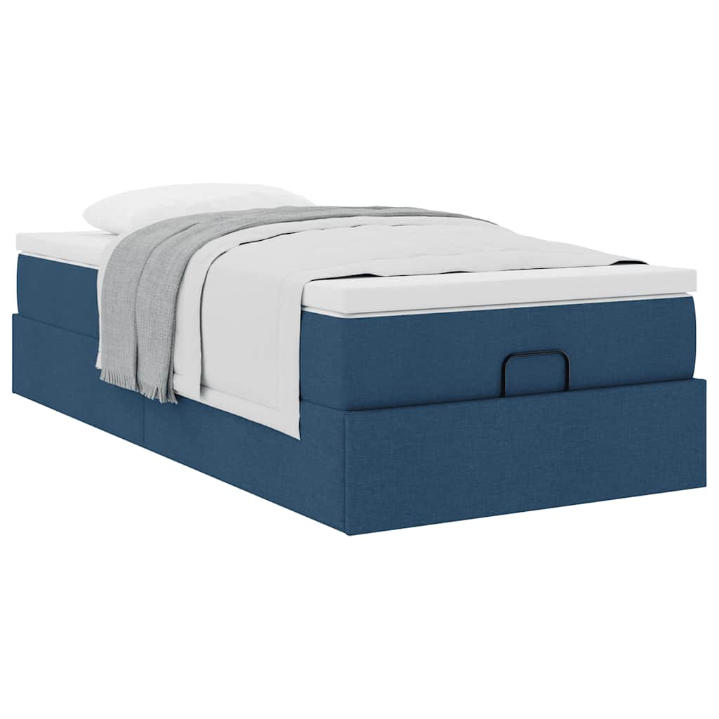 vidaXL Οθωμανικό κρεβάτι με στρώμα μπλε 90x190cm ύφασμα