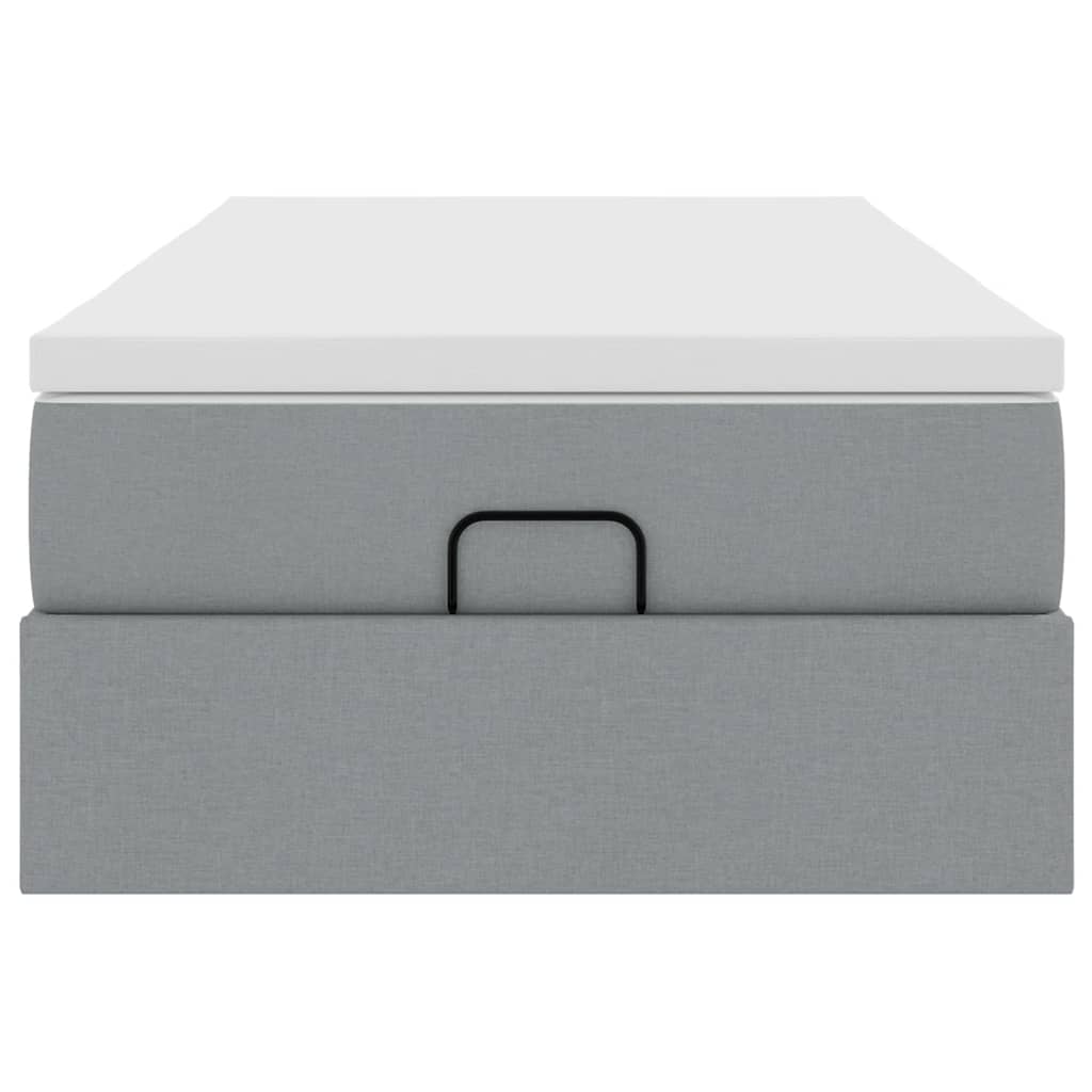 vidaXL Οθωμανικό κρεβάτι με στρώμα ανοιχτό γκρι 90x200cm ύφασμα