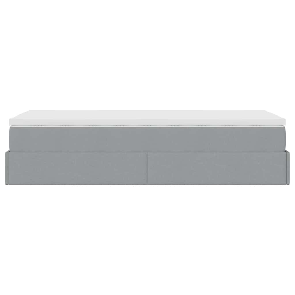 vidaXL Οθωμανικό κρεβάτι με στρώμα ανοιχτό γκρι 90x200cm ύφασμα