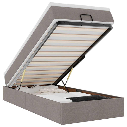 vidaXL Οθωμανικό κρεβάτι με στρώμα Taupe 90x200cm ύφασμα