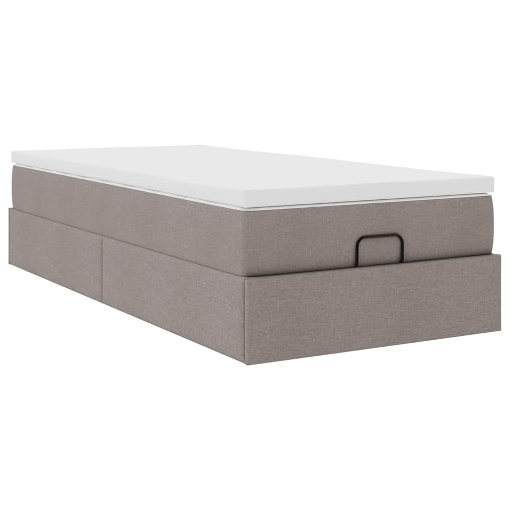 vidaXL Οθωμανικό κρεβάτι με στρώμα Taupe 90x200cm ύφασμα