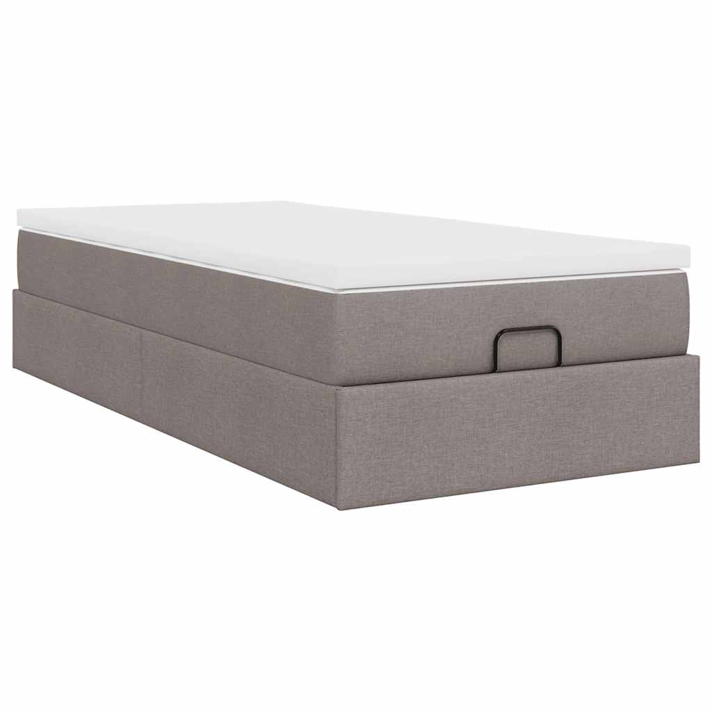 vidaXL Οθωμανικό κρεβάτι με στρώμα Taupe 90x200cm ύφασμα