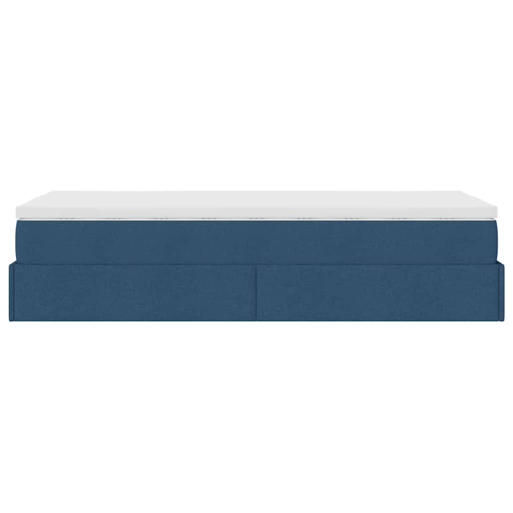 vidaXL Οθωμανικό κρεβάτι με στρώμα μπλε 90x200cm ύφασμα
