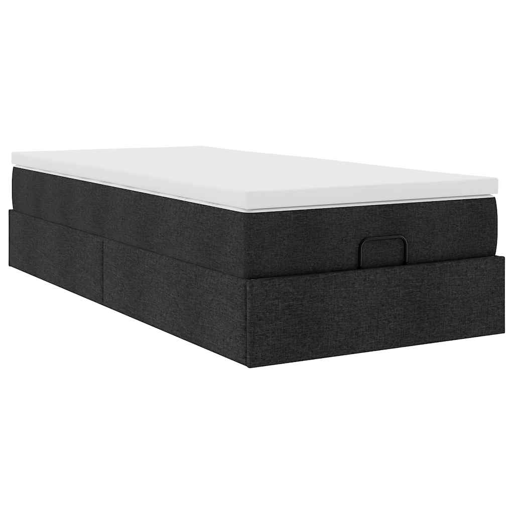 vidaXL Οθωμανικό κρεβάτι με στρώμα Μαύρο 100x200cm Ύφασμα