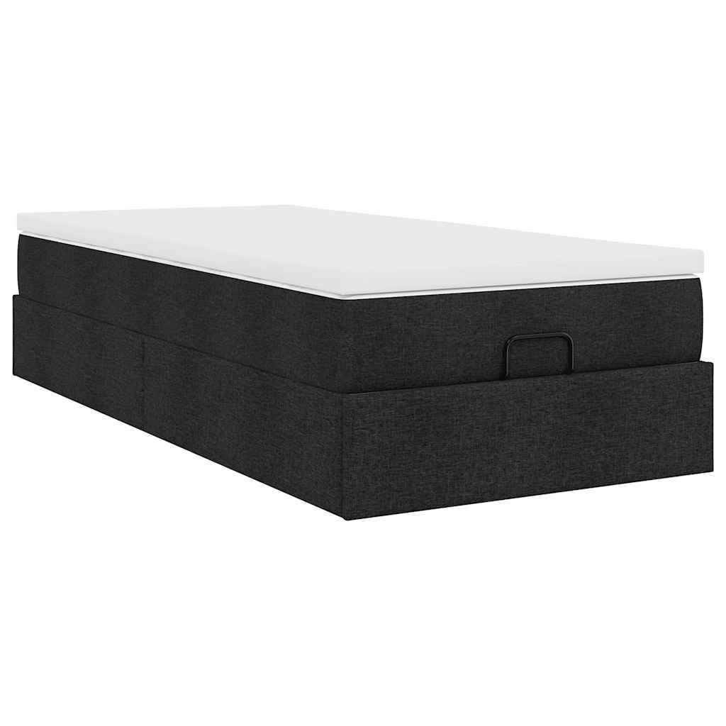 vidaXL Οθωμανικό κρεβάτι με στρώμα Μαύρο 100x200cm Ύφασμα