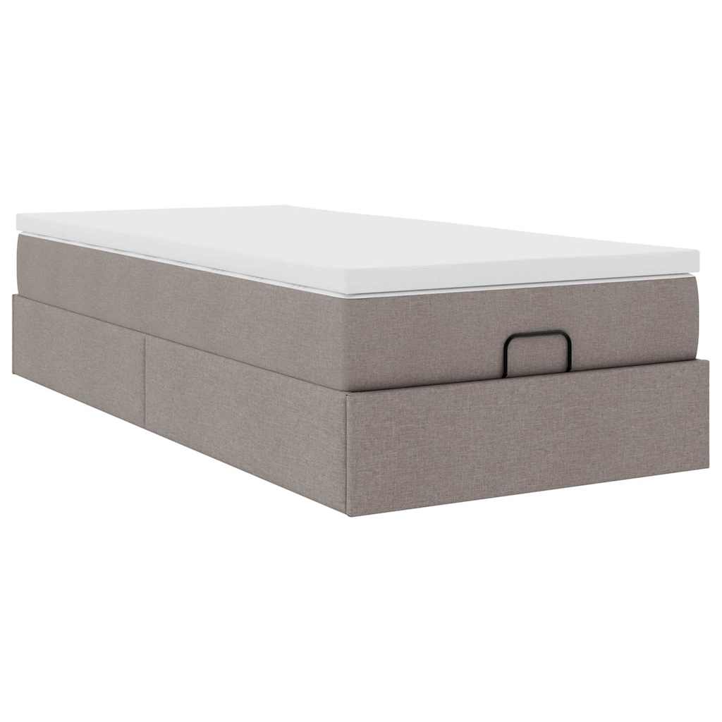 vidaXL Οθωμανικό κρεβάτι με στρώμα Taupe 100x200cm ύφασμα