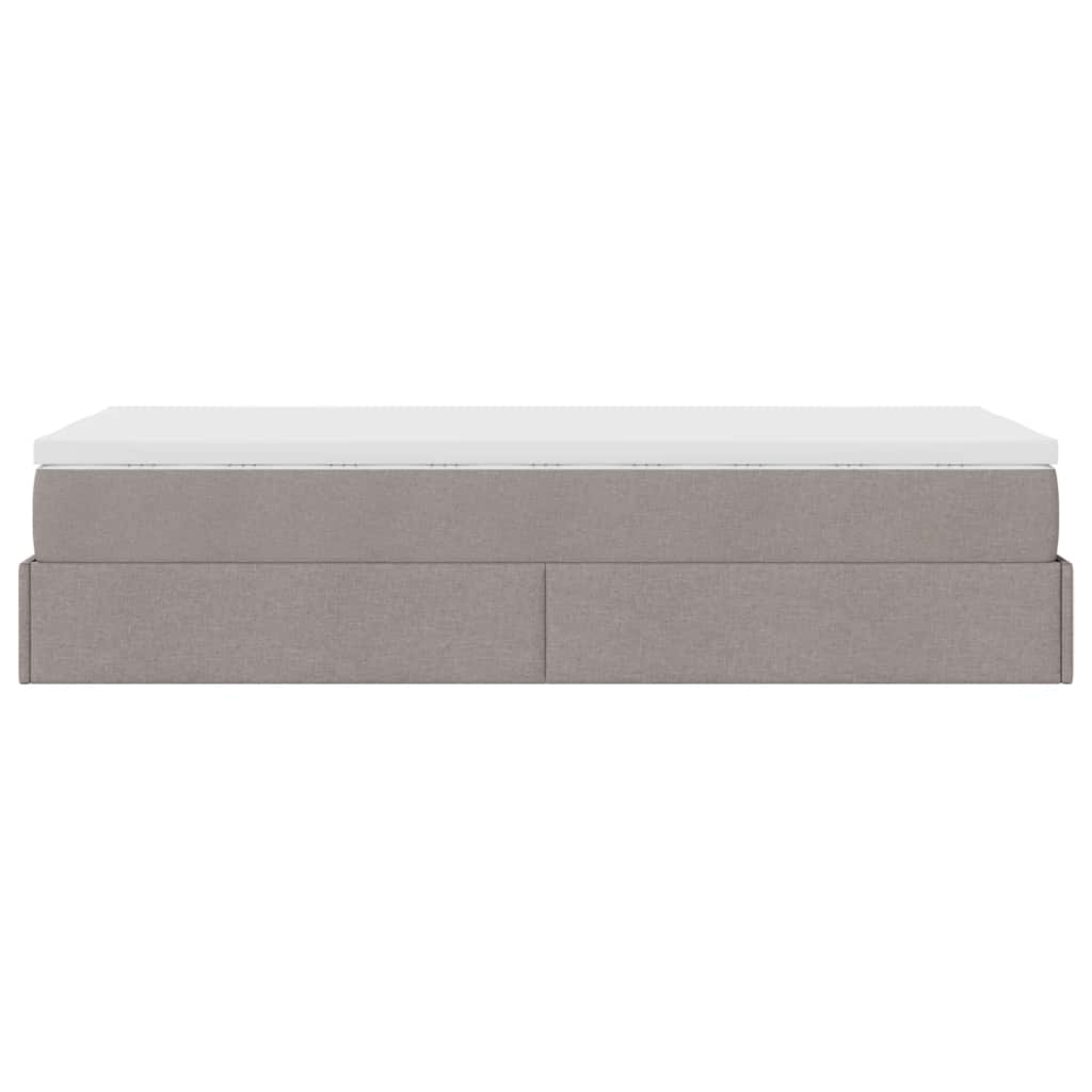 vidaXL Οθωμανικό κρεβάτι με στρώμα Taupe 100x200cm ύφασμα