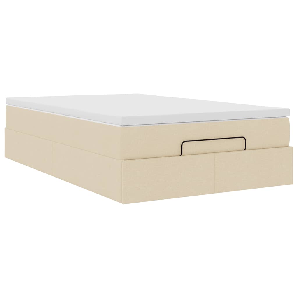 vidaXL Οθωμανικό κρεβάτι με στρώμα Creme 120x190 cm Ύφασμα