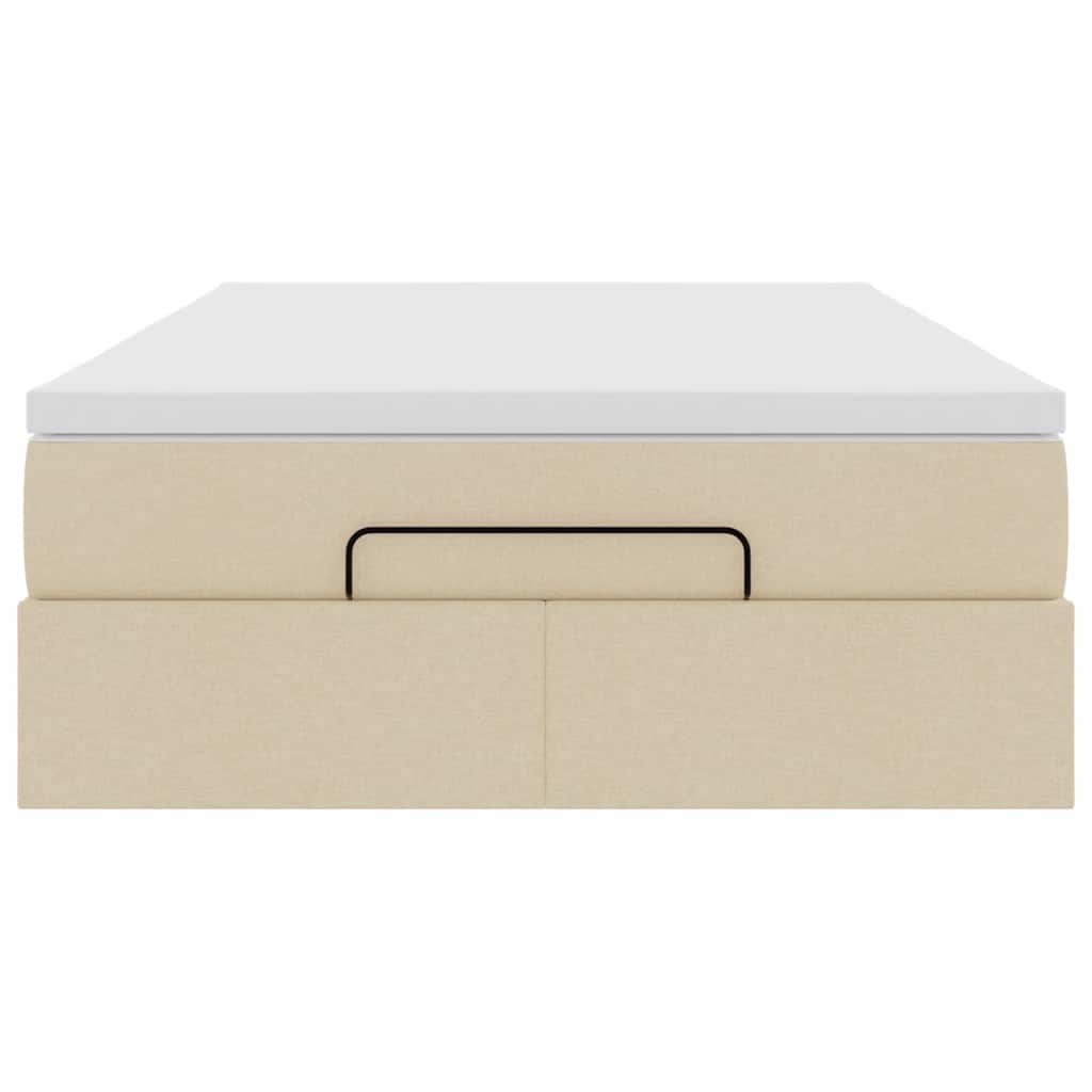 vidaXL Οθωμανικό κρεβάτι με στρώμα Creme 120x190 cm Ύφασμα