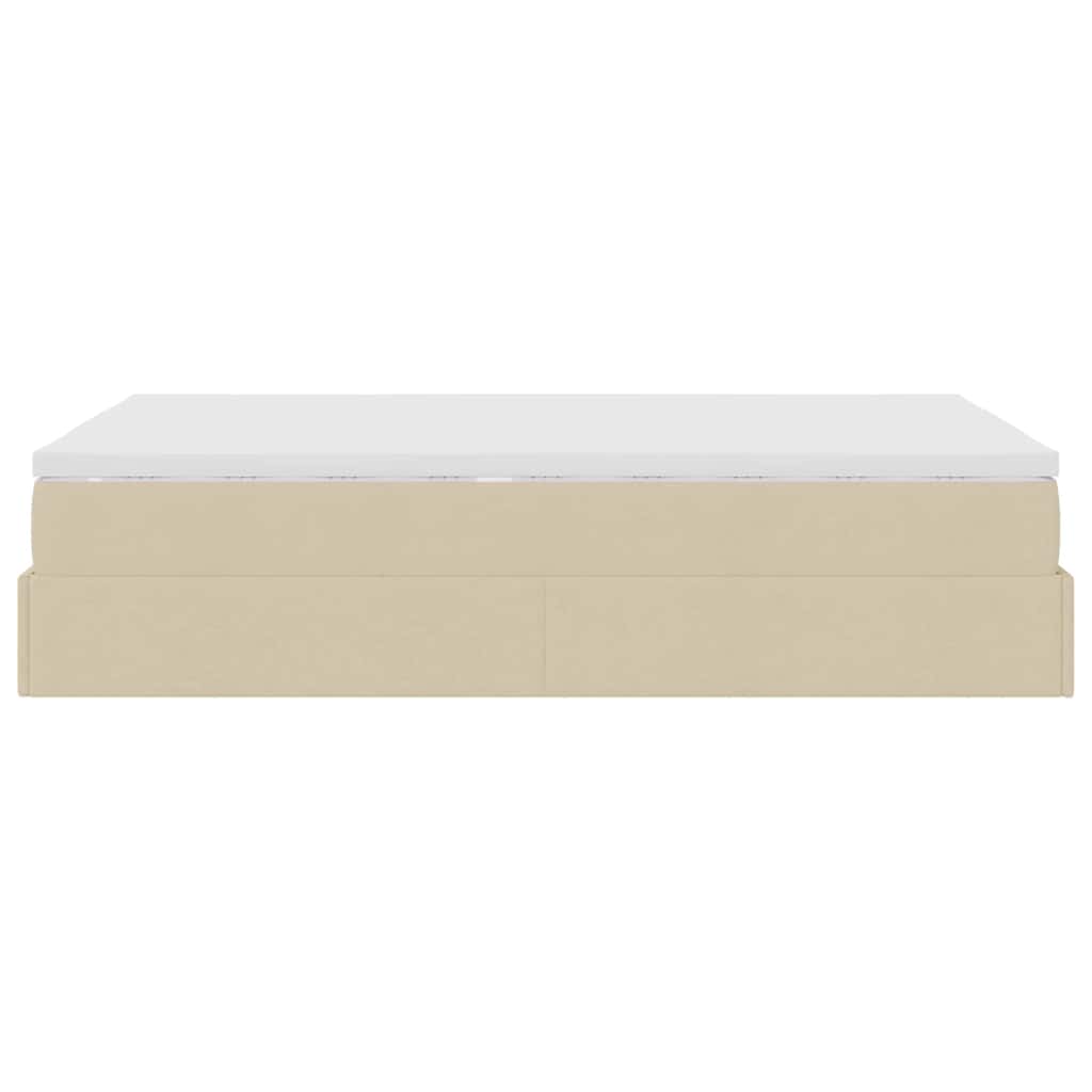 vidaXL Οθωμανικό κρεβάτι με στρώμα Creme 120x190 cm Ύφασμα
