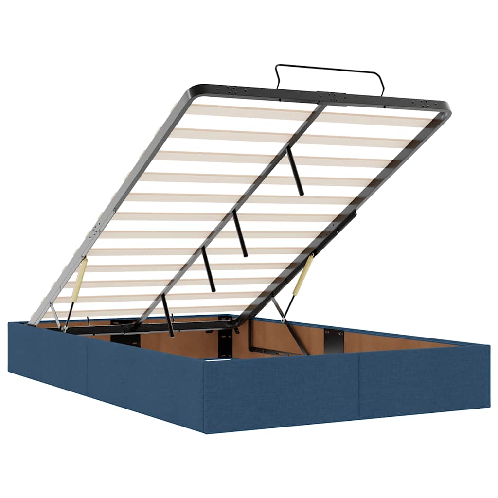 vidaXL Οθωμανικό κρεβάτι με στρώμα μπλε 120x190 cm ύφασμα