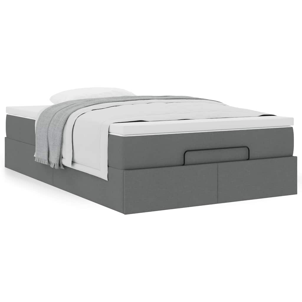vidaXL Οθωμανικό κρεβάτι με στρώμα Σκούρο γκρι 120x200cm ύφασμα