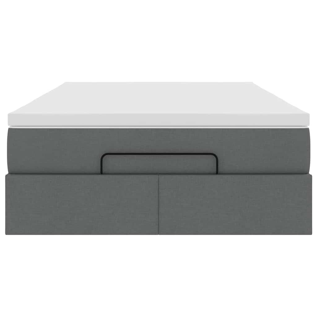 vidaXL Οθωμανικό κρεβάτι με στρώμα Σκούρο γκρι 120x200cm ύφασμα