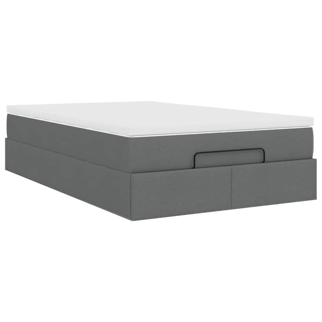 vidaXL Οθωμανικό κρεβάτι με στρώμα Σκούρο γκρι 120x200cm ύφασμα