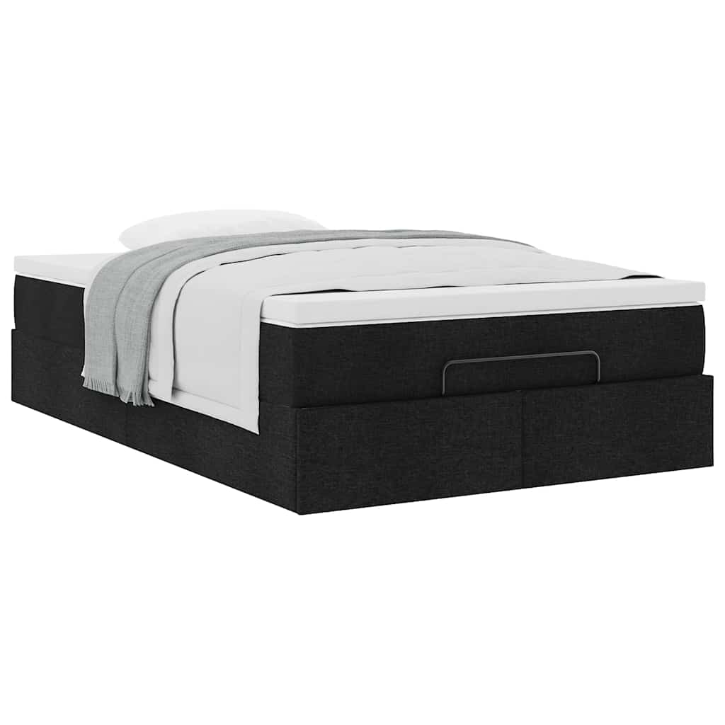 vidaXL Οθωμανικό κρεβάτι με στρώμα Μαύρο 120x200cm Ύφασμα