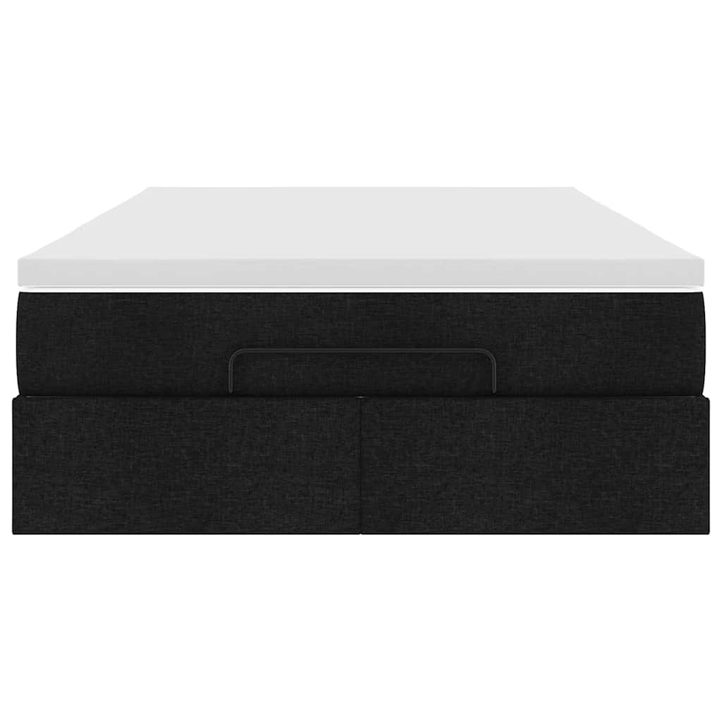 vidaXL Οθωμανικό κρεβάτι με στρώμα Μαύρο 120x200cm Ύφασμα