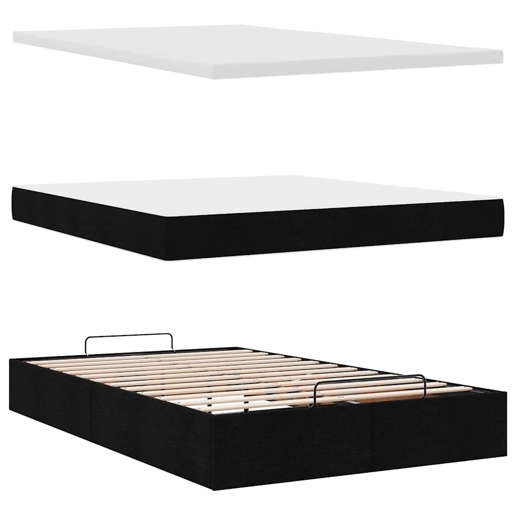 vidaXL Οθωμανικό κρεβάτι με στρώμα Μαύρο 120x200cm Ύφασμα
