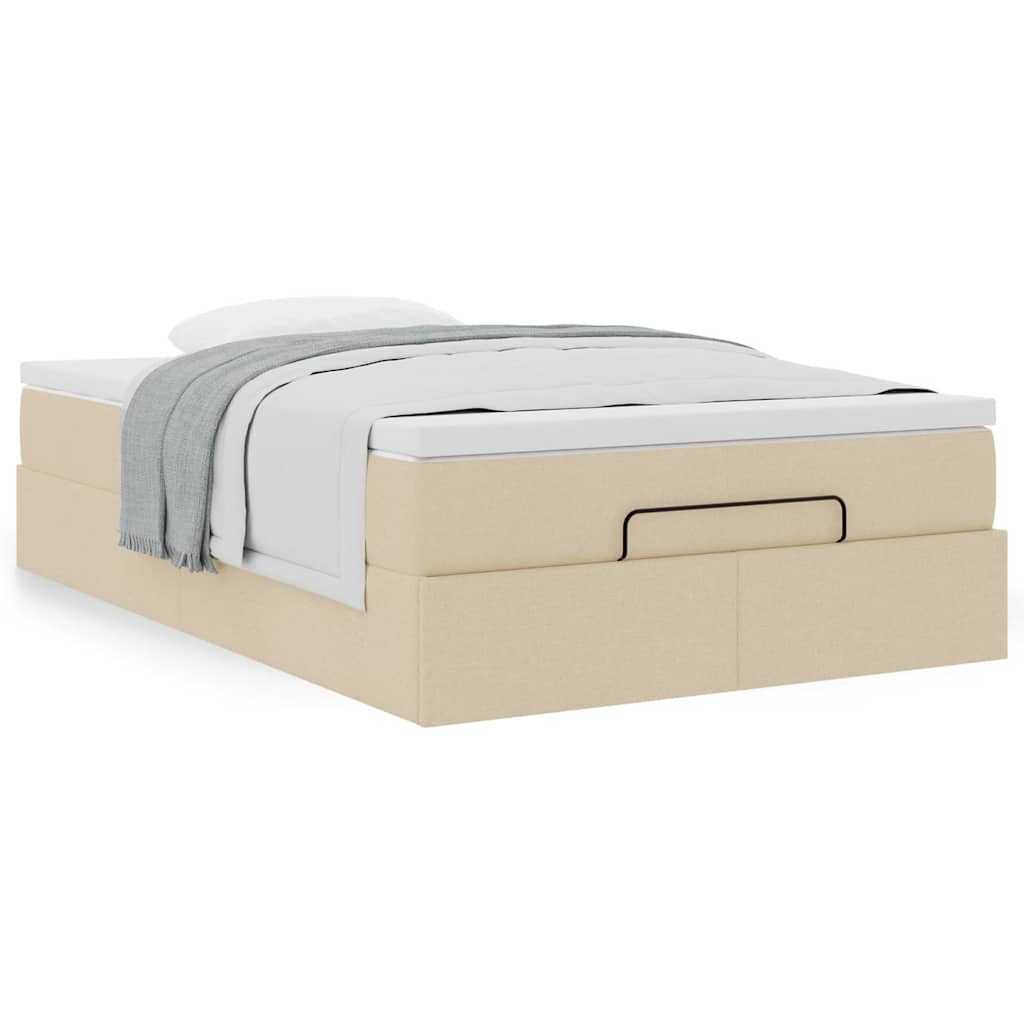 vidaXL Οθωμανικό κρεβάτι με στρώμα Cream 120x200cm ύφασμα