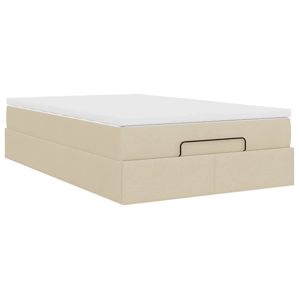 vidaXL Οθωμανικό κρεβάτι με στρώμα Cream 120x200cm ύφασμα