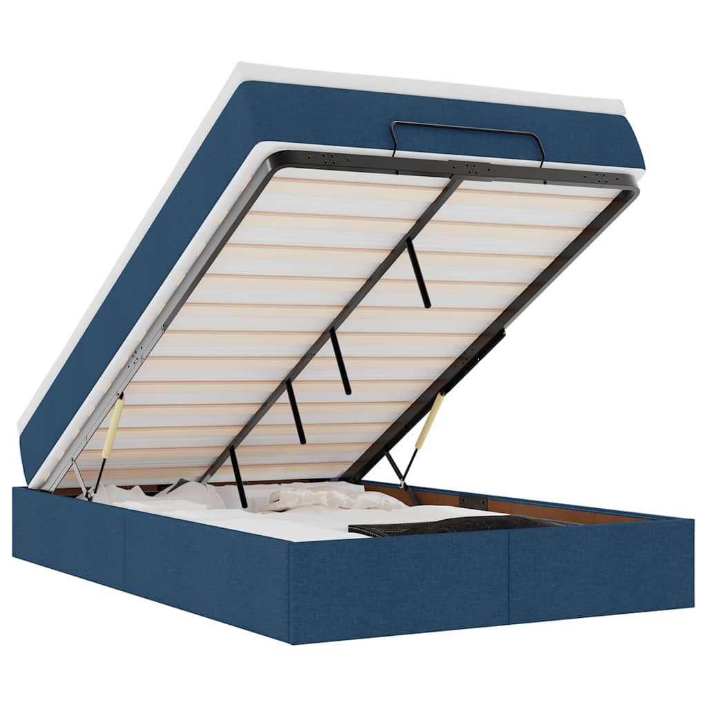 vidaXL Οθωμανικό κρεβάτι με στρώμα μπλε 120x200cm ύφασμα