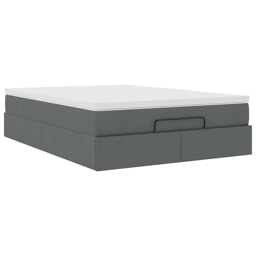vidaXL Οθωμανικό κρεβάτι με στρώμα σκούρο γκρι 140x190cm ύφασμα