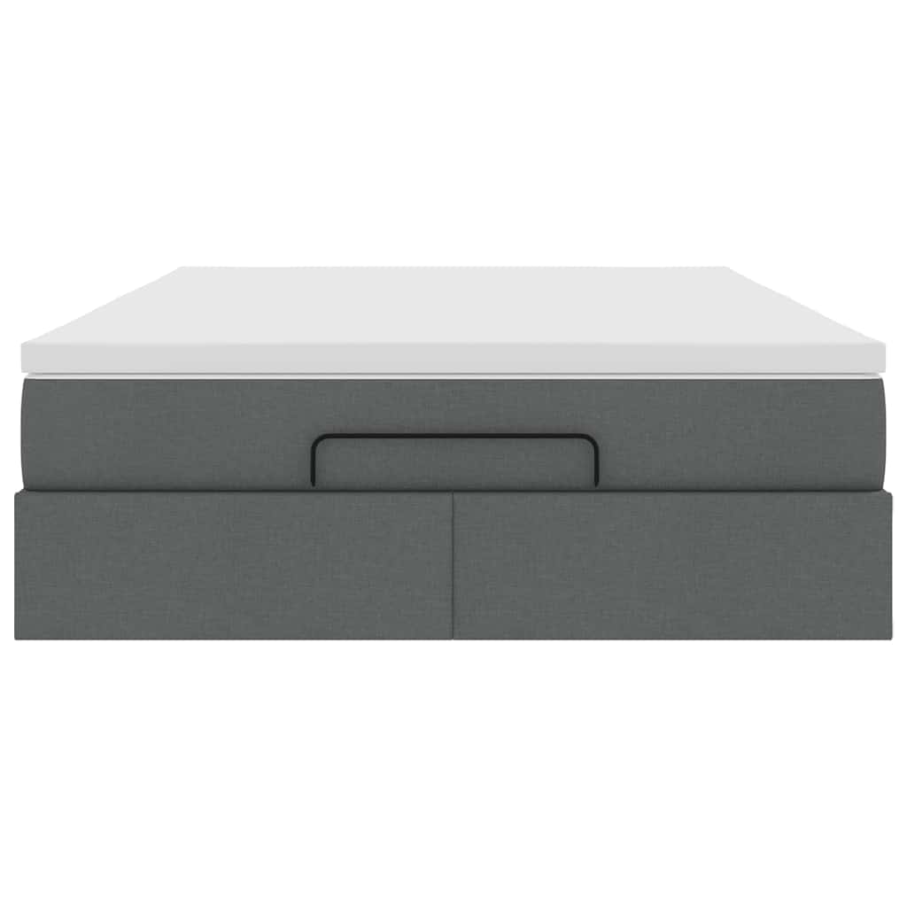 vidaXL Οθωμανικό κρεβάτι με στρώμα σκούρο γκρι 140x190cm ύφασμα