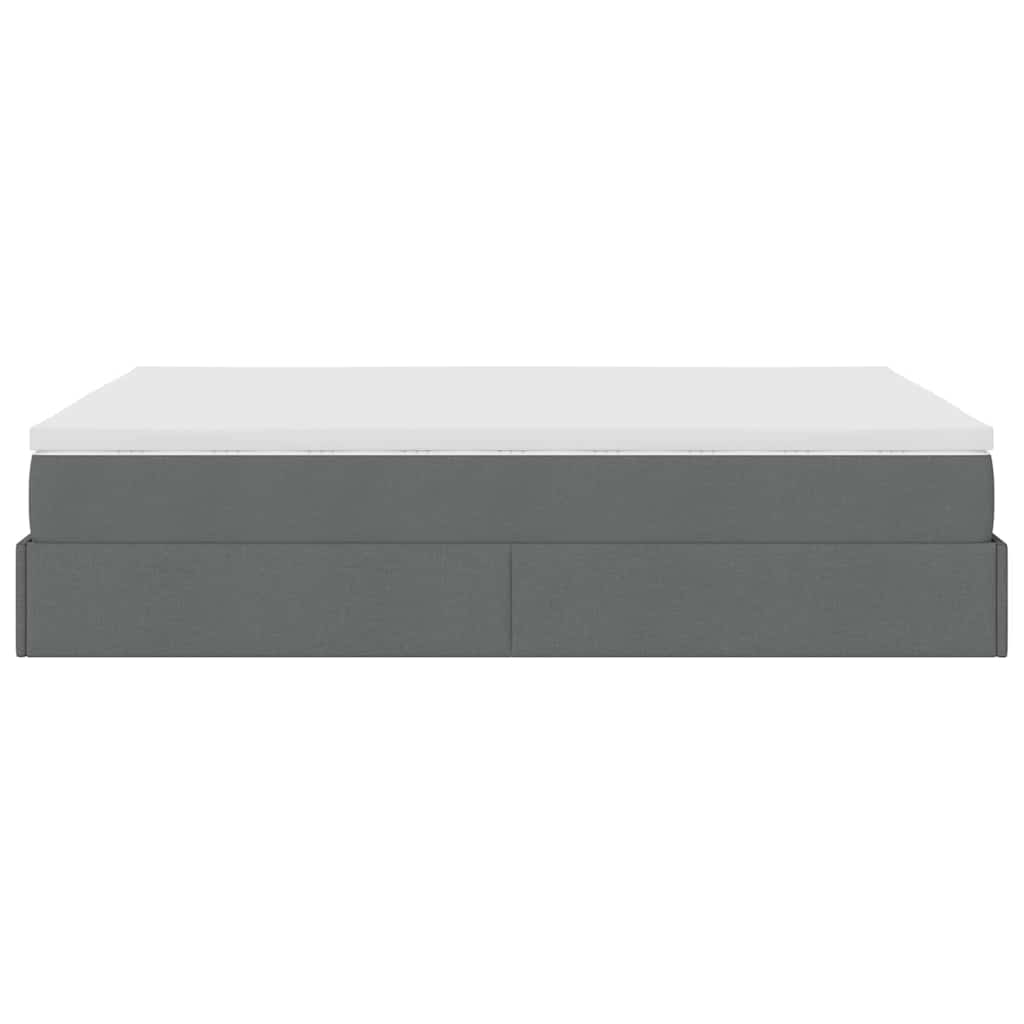 vidaXL Οθωμανικό κρεβάτι με στρώμα σκούρο γκρι 140x190cm ύφασμα