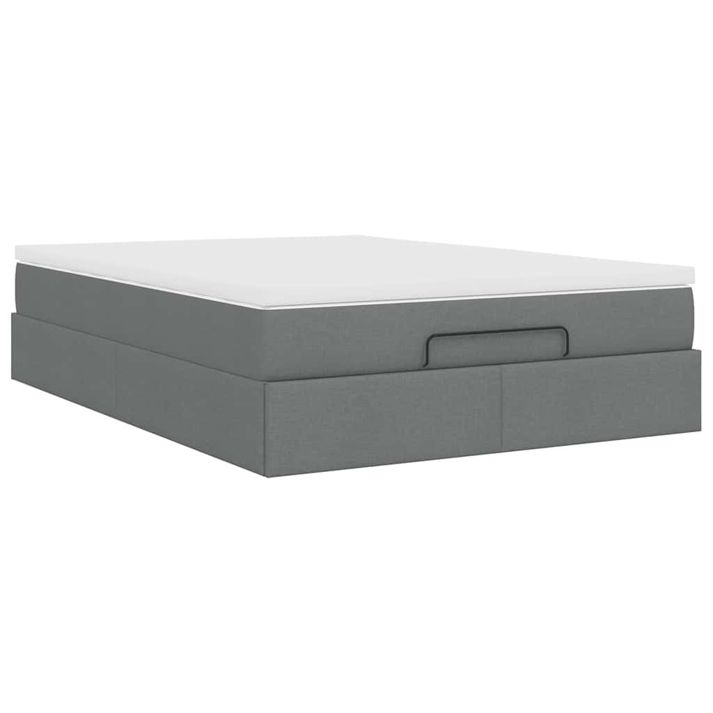 vidaXL Οθωμανικό κρεβάτι με στρώμα σκούρο γκρι 140x190cm ύφασμα