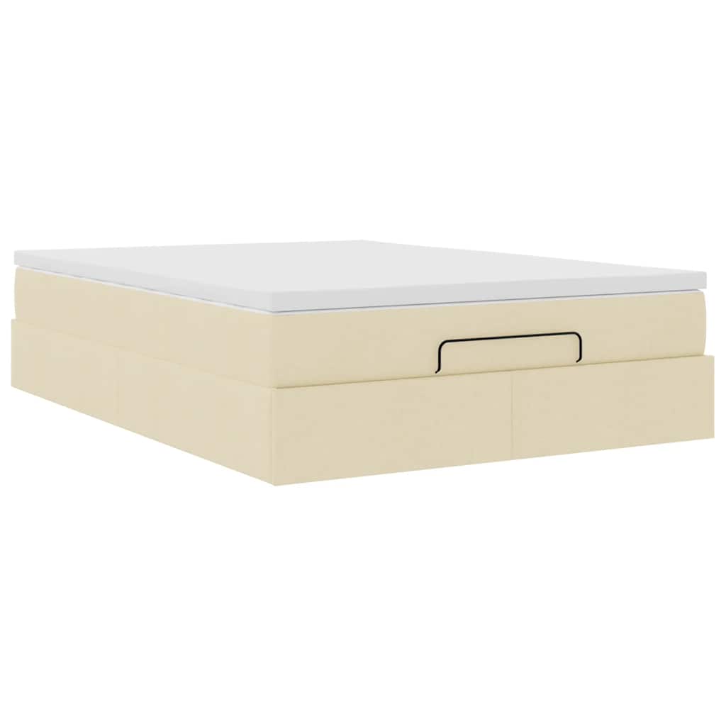 vidaXL Οθωμανικό κρεβάτι με στρώμα Cream 140x190cm ύφασμα
