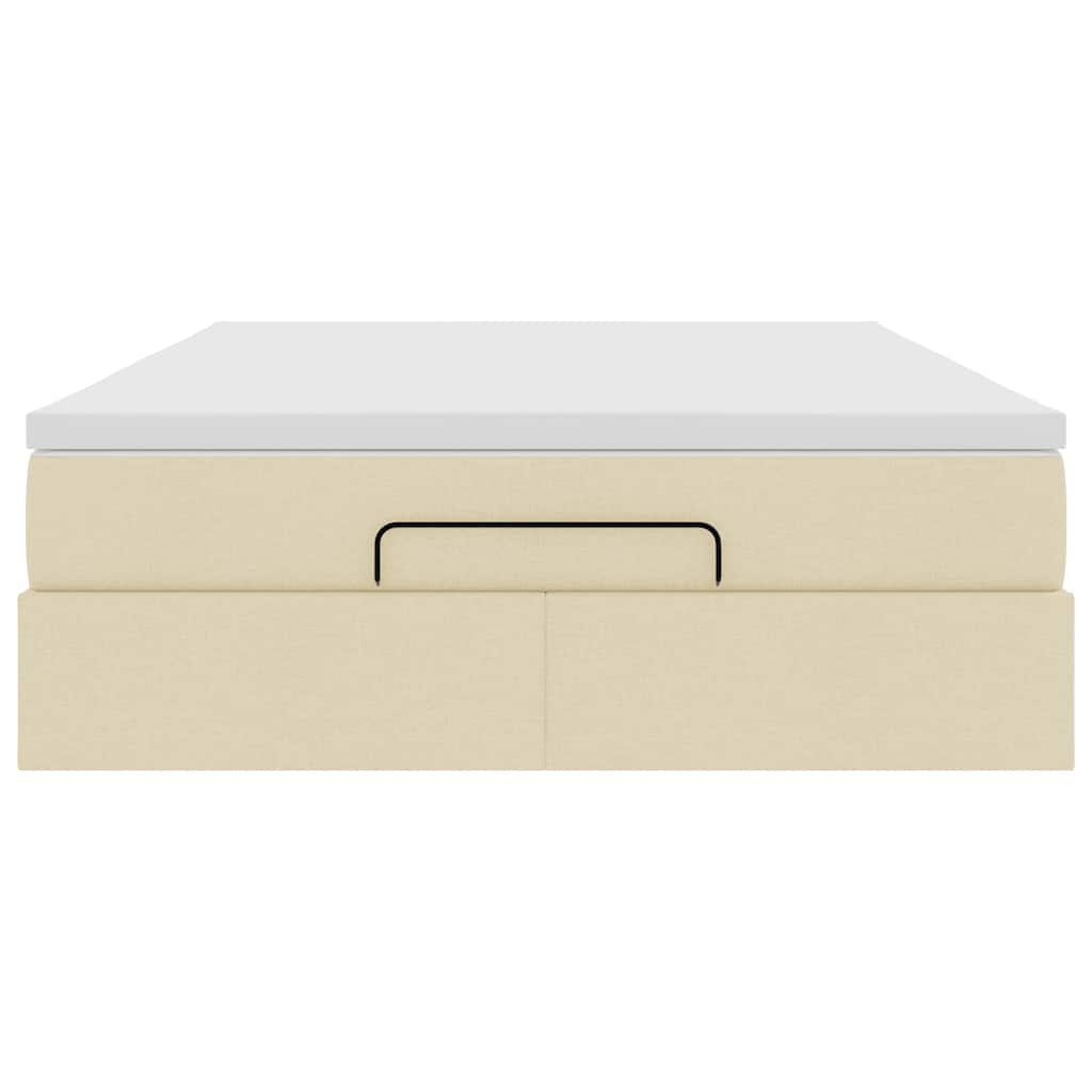 vidaXL Οθωμανικό κρεβάτι με στρώμα Cream 140x190cm ύφασμα
