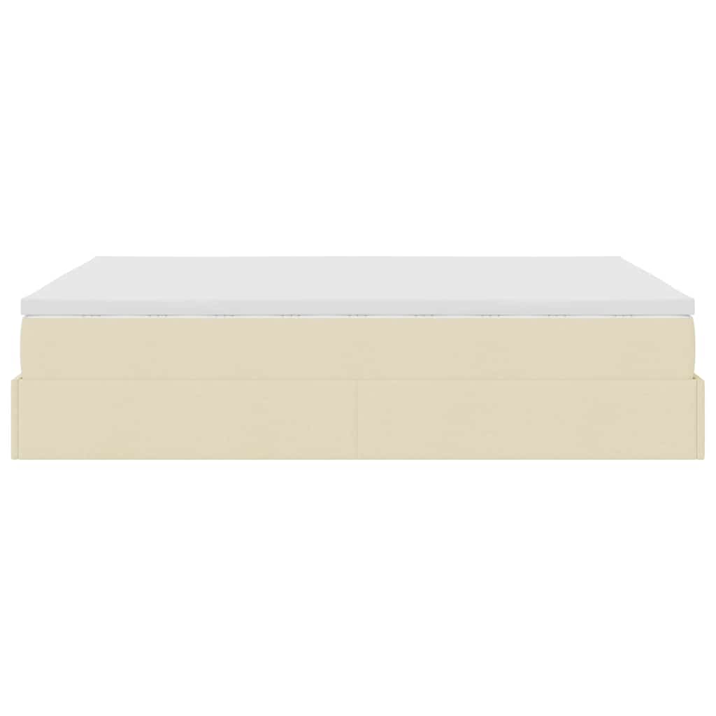 vidaXL Οθωμανικό κρεβάτι με στρώμα Cream 140x190cm ύφασμα