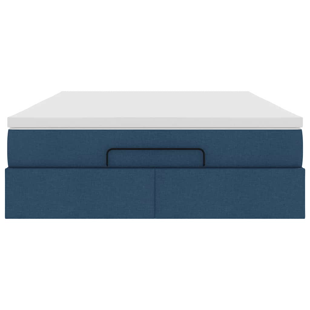 vidaXL Οθωμανικό κρεβάτι με στρώμα μπλε 140x190cm ύφασμα