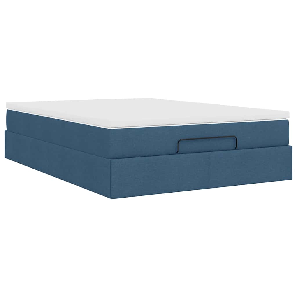 vidaXL Οθωμανικό κρεβάτι με στρώμα μπλε 140x190cm ύφασμα
