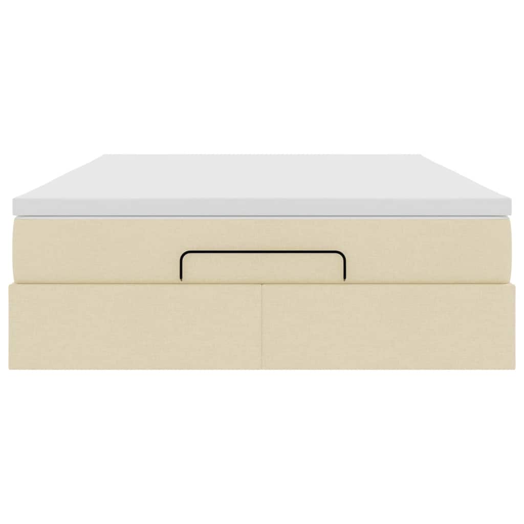vidaXL Οθωμανικό κρεβάτι με στρώμα Cream 140x200cm ύφασμα