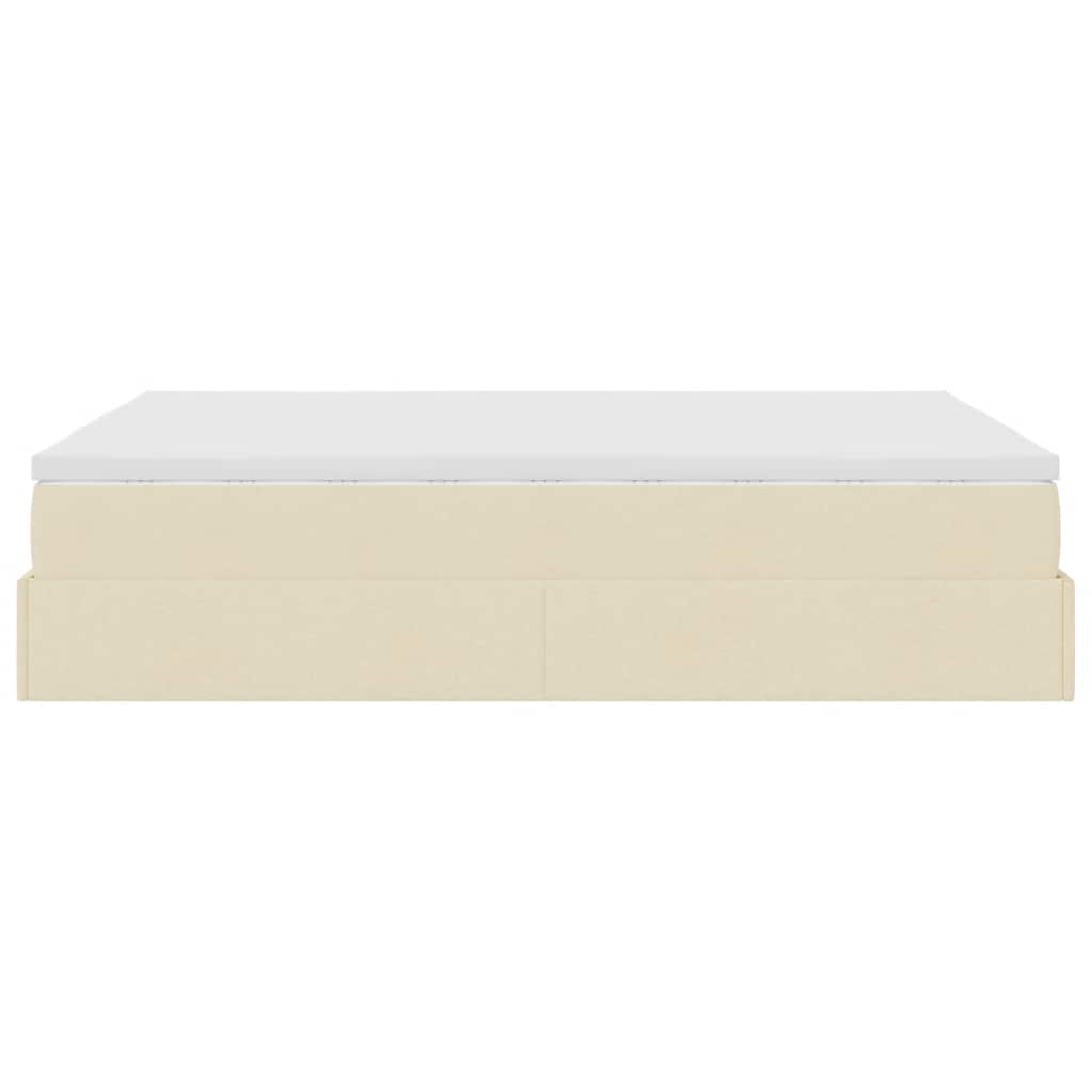 vidaXL Οθωμανικό κρεβάτι με στρώμα Cream 140x200cm ύφασμα