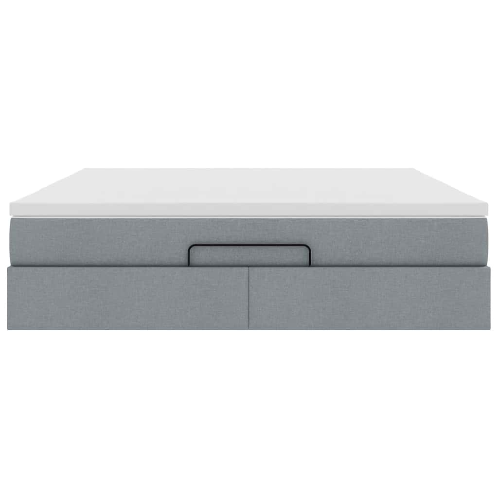 vidaXL Οθωμανικό κρεβάτι με στρώμα ανοιχτό γκρι 160x200cm ύφασμα