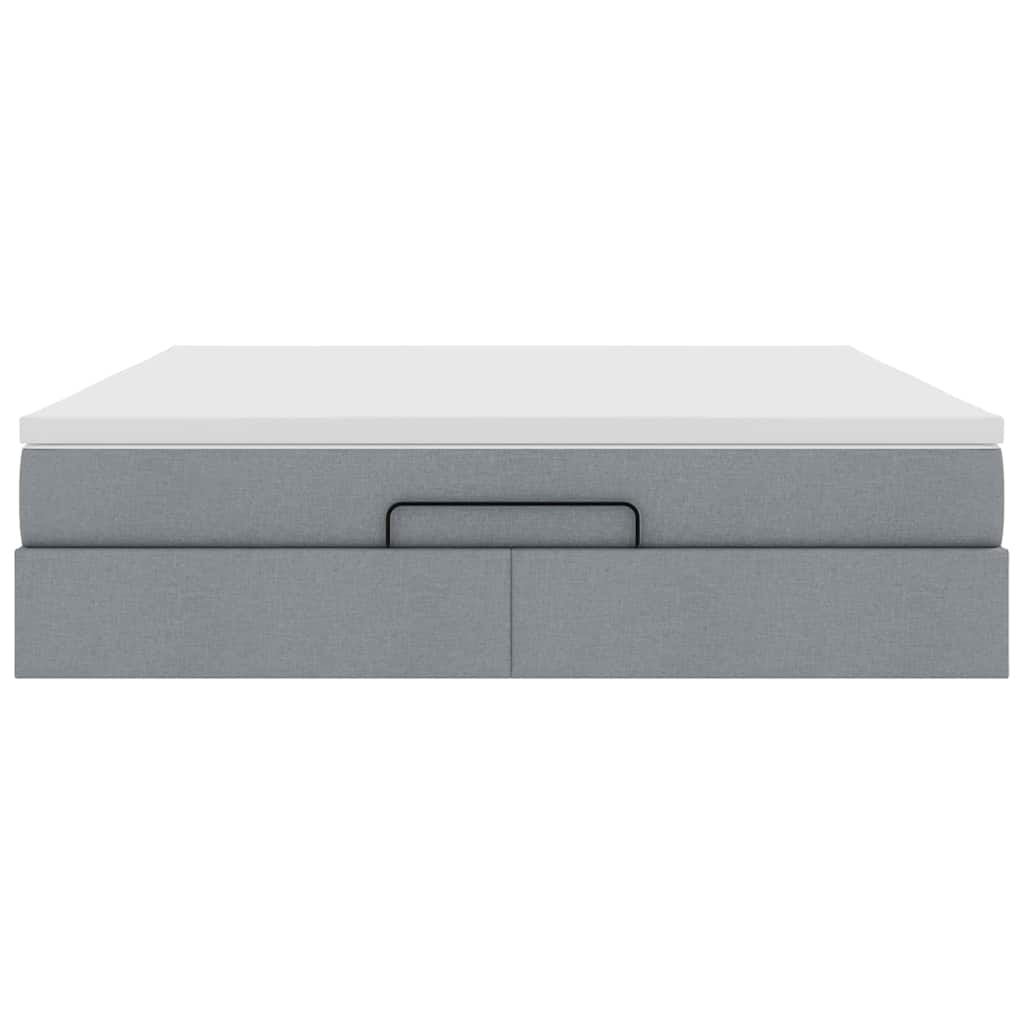 vidaXL Οθωμανικό κρεβάτι με στρώμα ανοιχτό γκρι 180x200cm ύφασμα