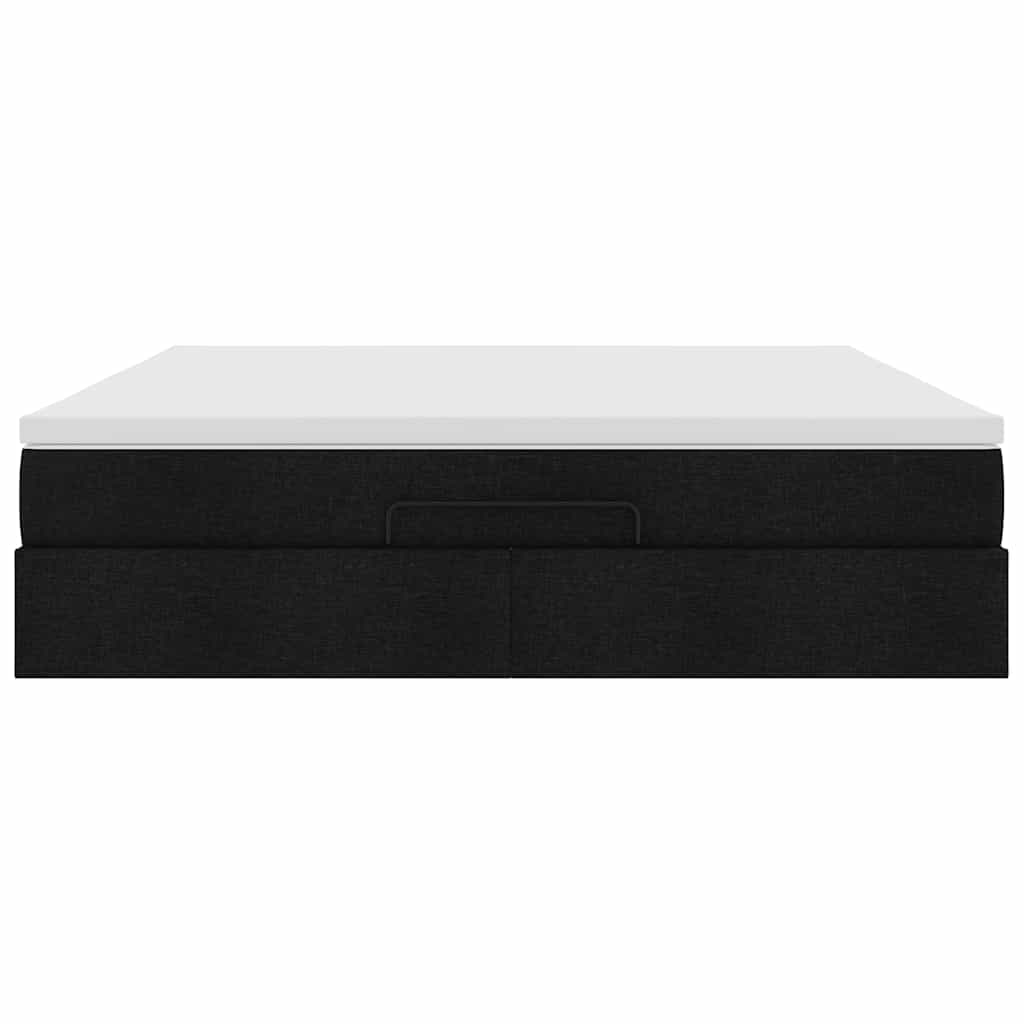vidaXL Οθωμανικό κρεβάτι με στρώμα Μαύρο 180x200cm Ύφασμα