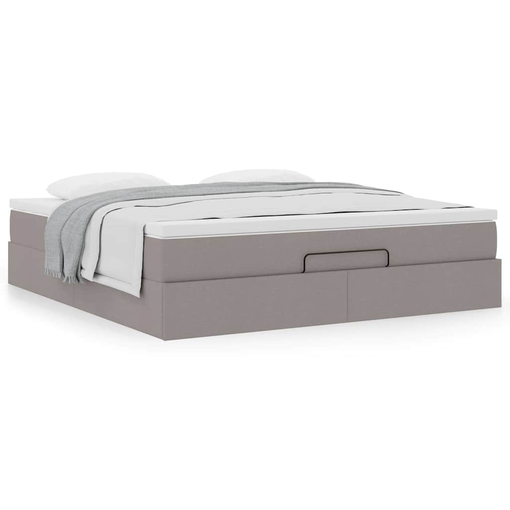 vidaXL Οθωμανικό κρεβάτι με στρώμα Taupe 180x200cm ύφασμα
