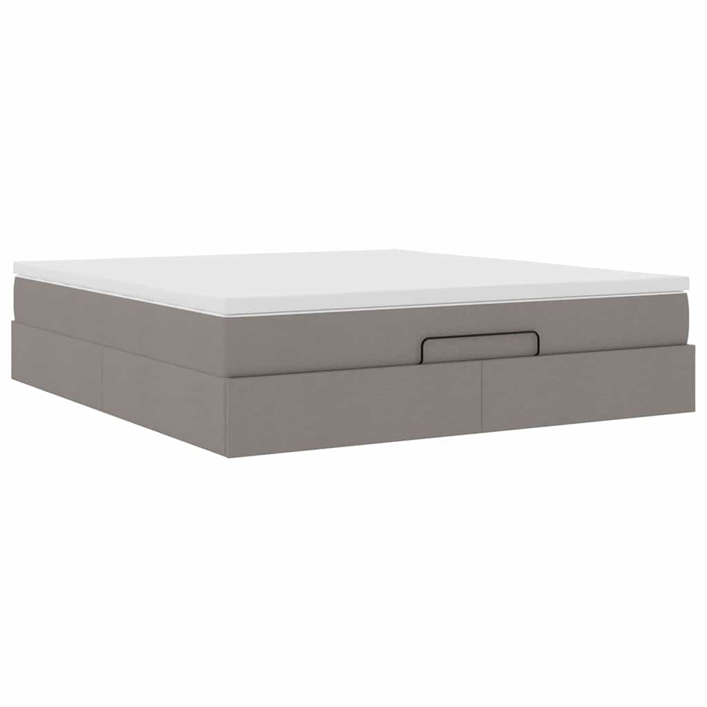 vidaXL Οθωμανικό κρεβάτι με στρώμα Taupe 180x200cm ύφασμα