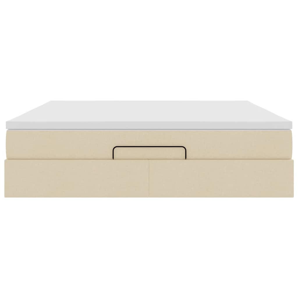 vidaXL Οθωμανικό κρεβάτι με στρώμα Cream 180x200cm ύφασμα