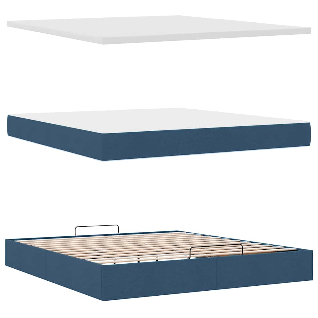 vidaXL Οθωμανικό κρεβάτι με στρώμα μπλε 180x200cm ύφασμα