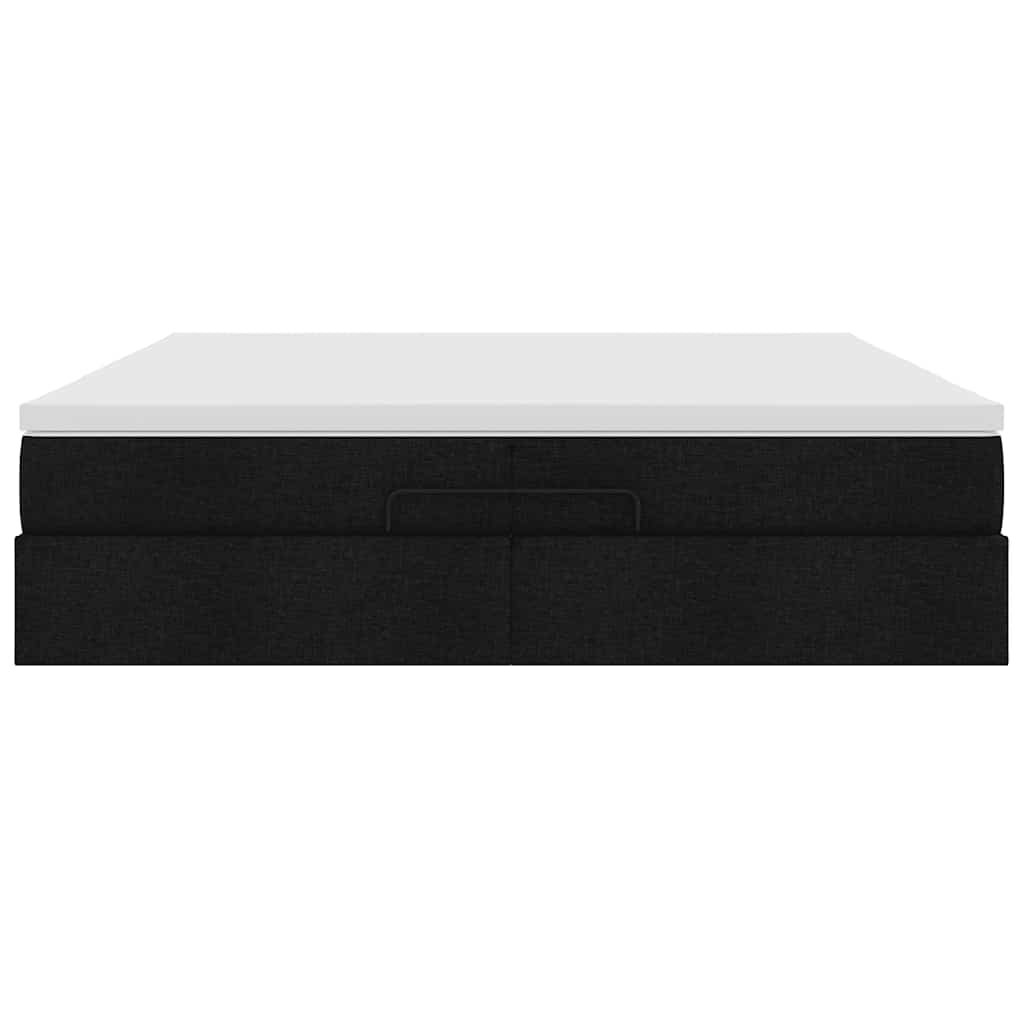 vidaXL Οθωμανικό Κρεβάτι με Στρώματα Μαύρο 200x200cm Ύφασμα