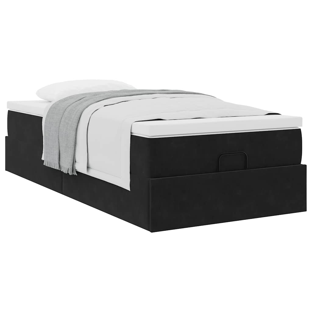 vidaXL Οθωμανικό κρεβάτι με στρώμα Μαύρο 80x200cm Velvet