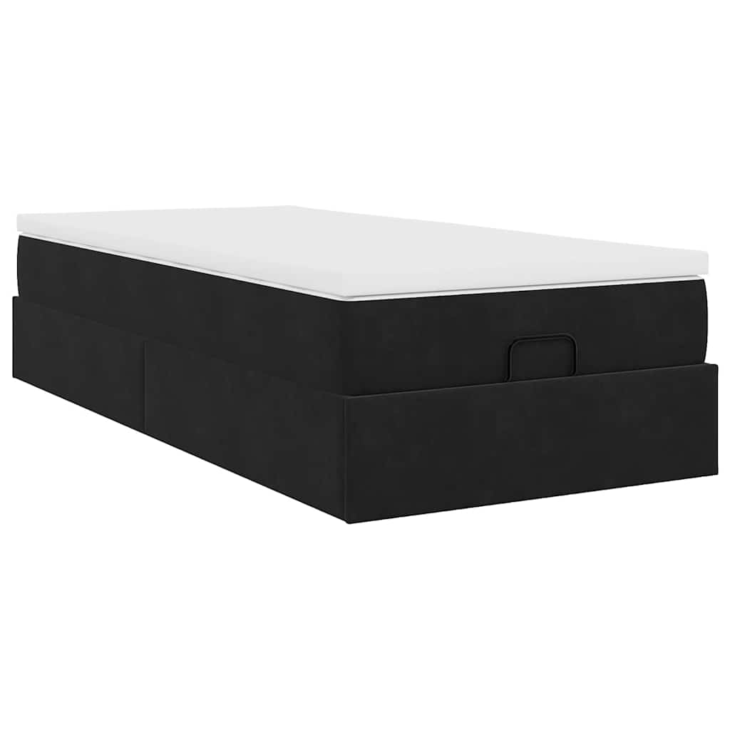vidaXL Οθωμανικό κρεβάτι με στρώμα Μαύρο 90x190cm Velvet