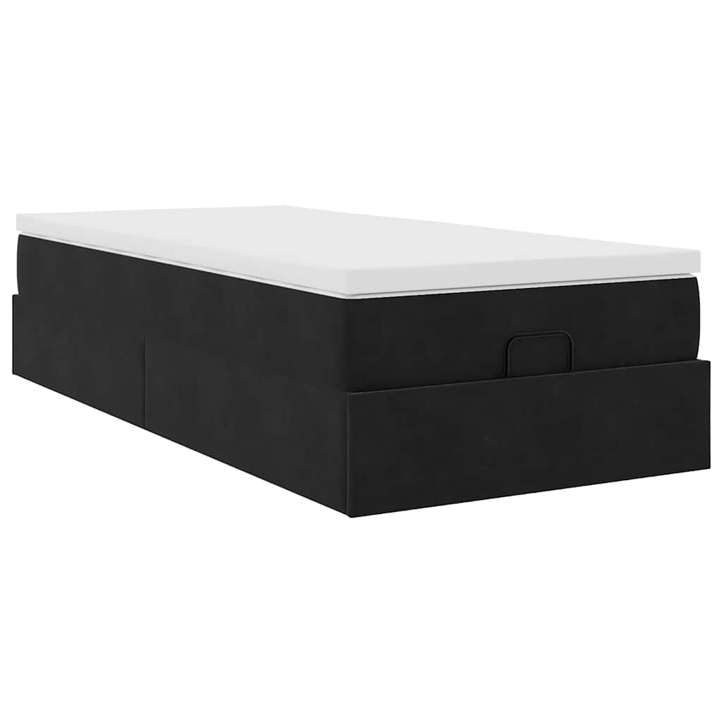 vidaXL Οθωμανικό κρεβάτι με στρώμα Μαύρο 90x200cm Velvet