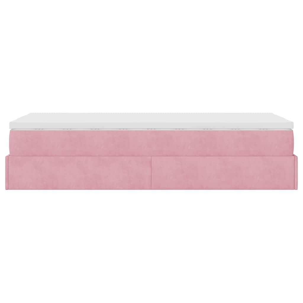 vidaXL Οθωμανικό κρεβάτι με στρώμα ροζ 100x200cm Velvet