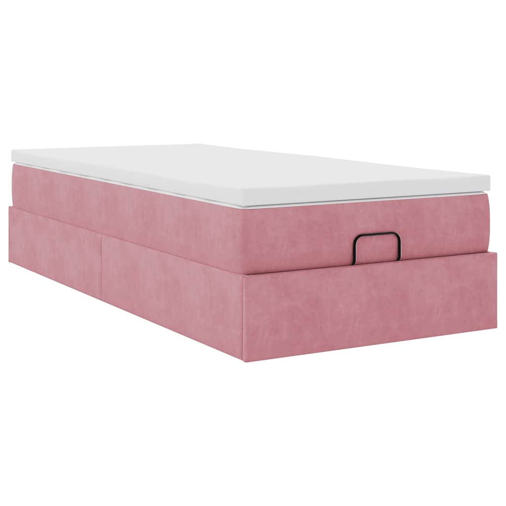 vidaXL Οθωμανικό κρεβάτι με στρώμα ροζ 100x200cm Velvet